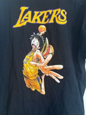 One Piece Los Angeles Lakers Luffy Graphic T Shirt